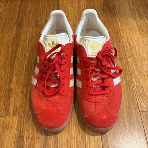 Adidas Red Sneakers with White Stripes